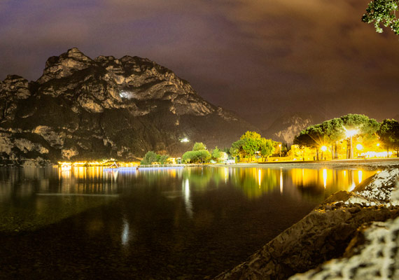 Garda lake, nightview on Riva del Garda.